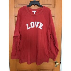 Women's Isabel Maternity Red Love Pullover Long Sleeve Sweatshirt Size XXL NWT
